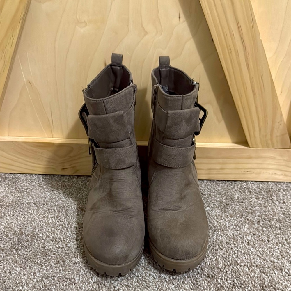Brown Ankle Boots with Buckle Detail